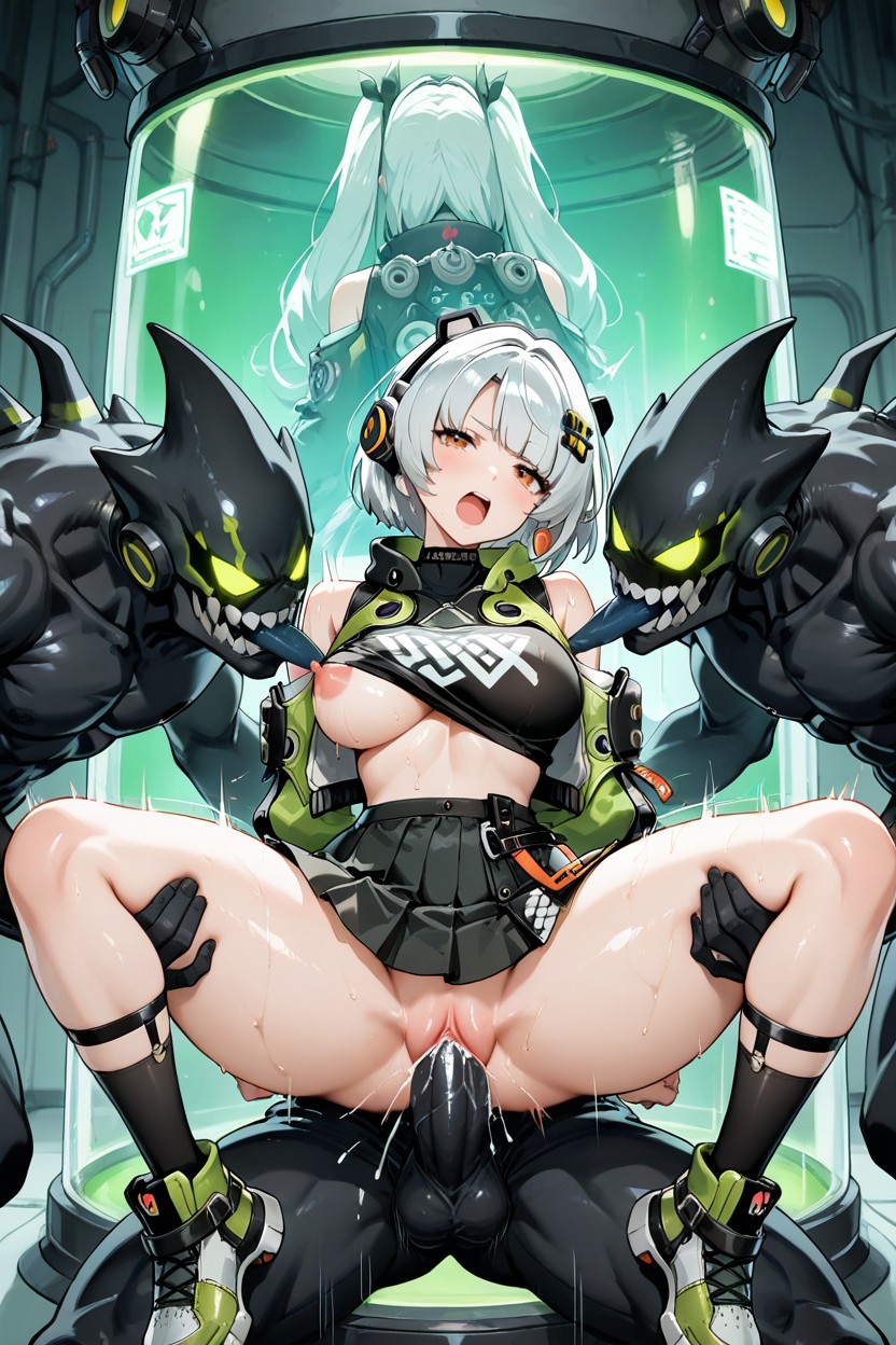 Anime-inspired Design, Thigh-high Black Socks, Orgasm Hentai AI Porn