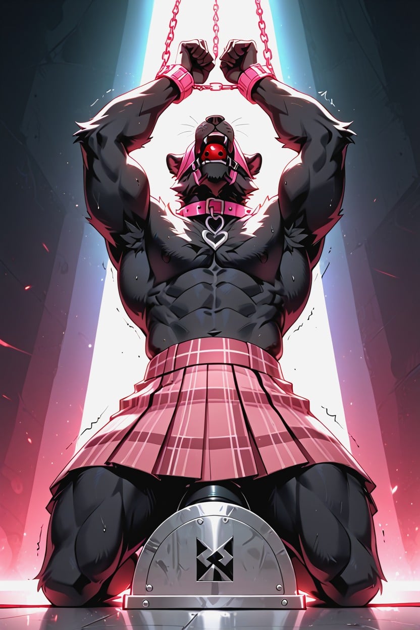 Love Hearts, Pink Chest Harness, Sybian Furry AI Porn