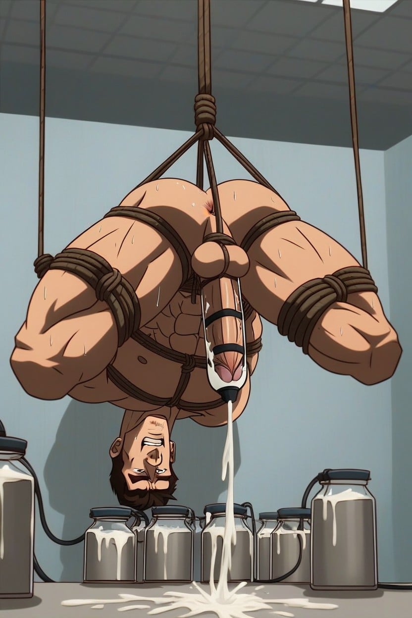 Vista De Baixo, Six Pack Abs, Muscular Pornografia gay com IA