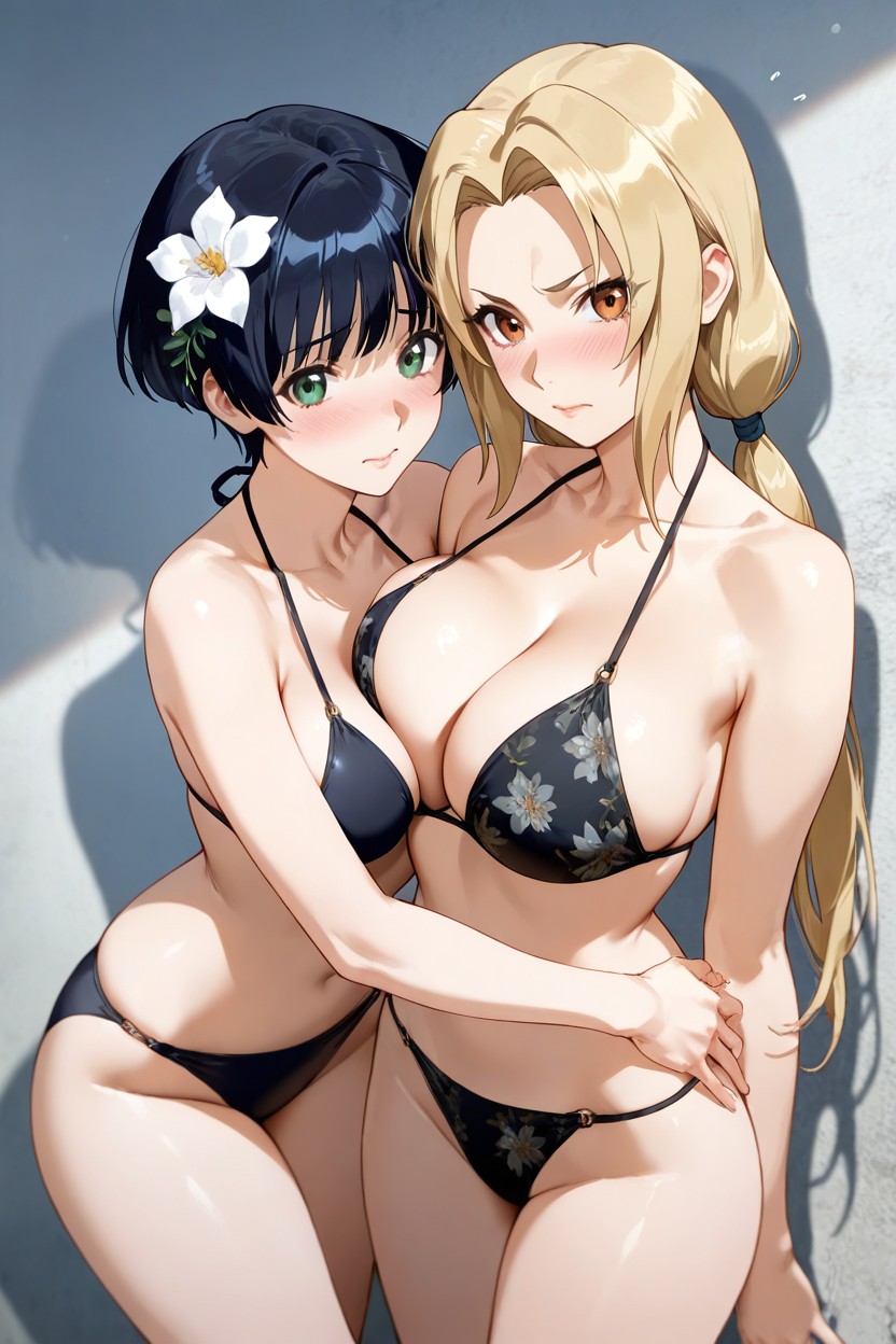 Body Type, Meryl Stryfe, Leaning Against A Gray Textured Wall Hentai AI Porn