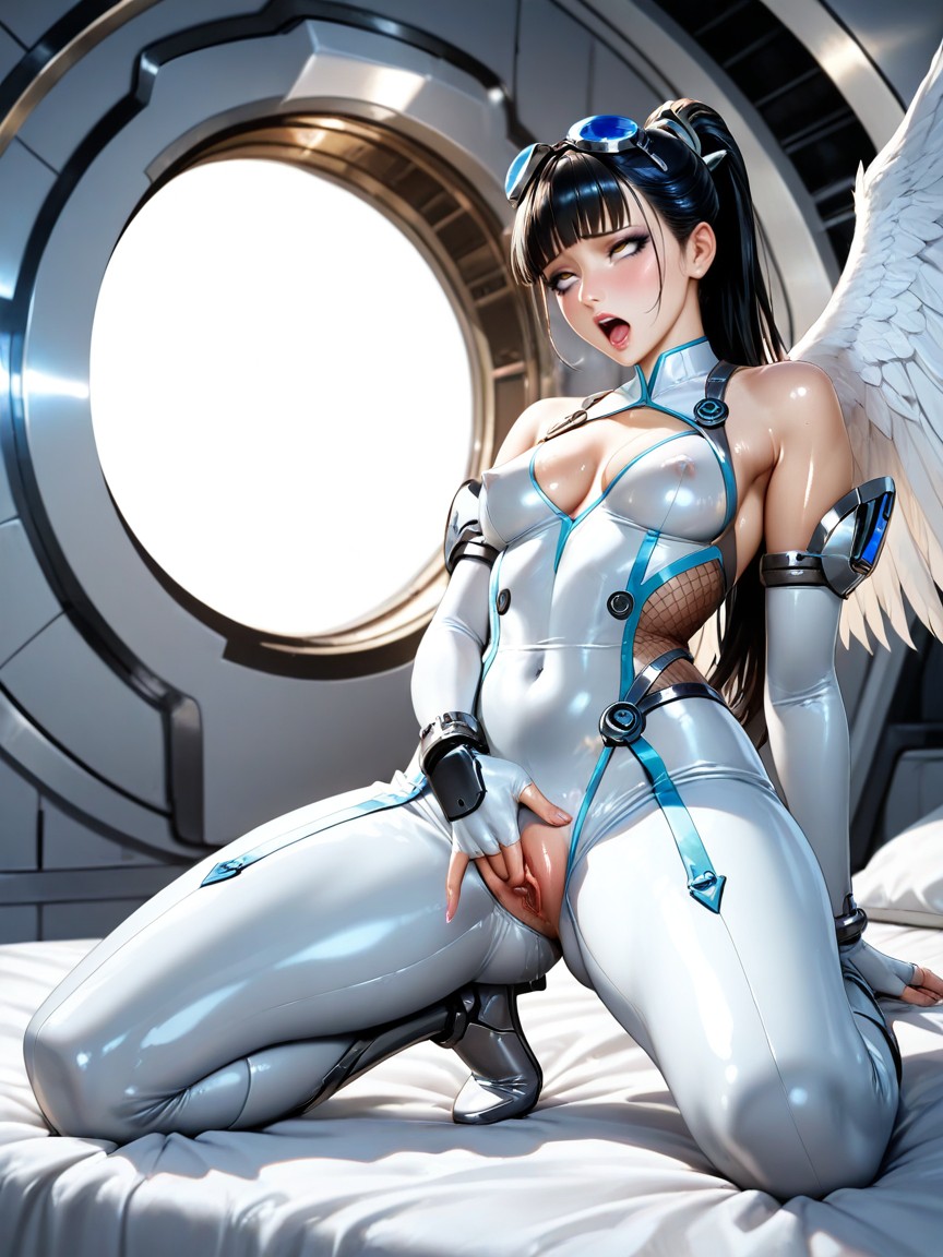 Horny, One Large White Wing On Back, Rounded Ass Hentai AI Porn