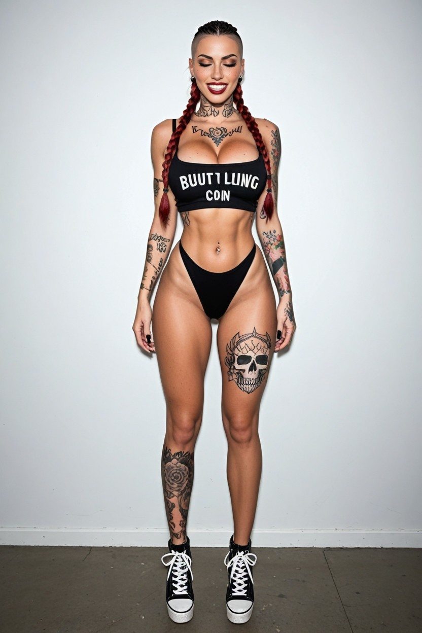 Full Sleeve Tattoo, Ghost Skin, Clenched Teeth AI Porn