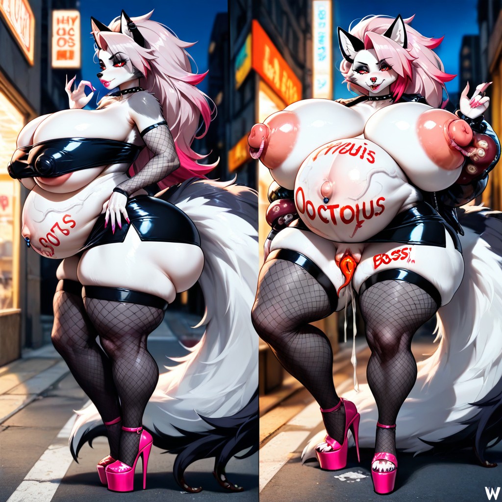 Evening, Gigantic Oversized Puffy Nipples, Pink Lipstick Hentai AI Porn