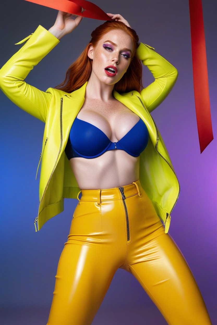Glossy High-shine Lipstick, Skin Soft But Detailed, Hand Near Waist AI Porn