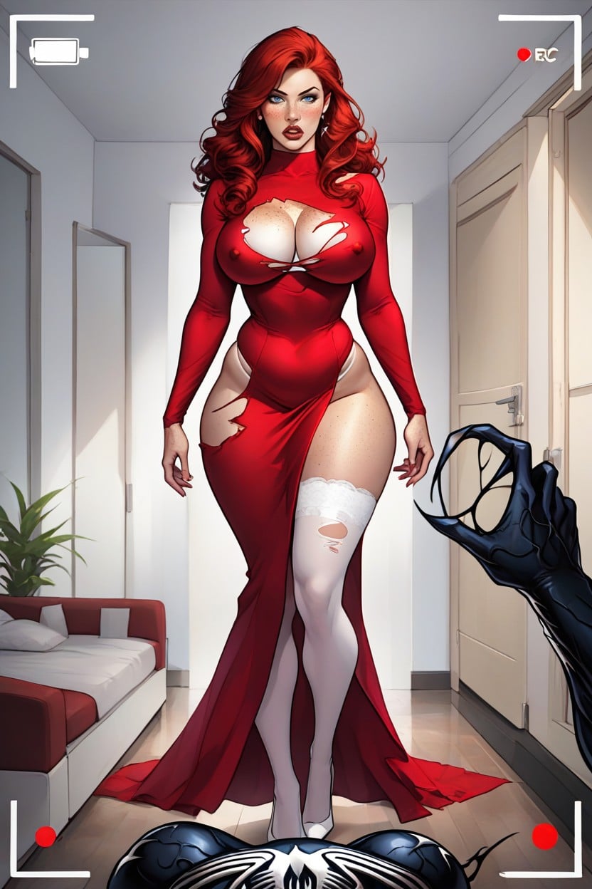 Camera View, Venom Ripping Red Dress, 25+ AI Porn