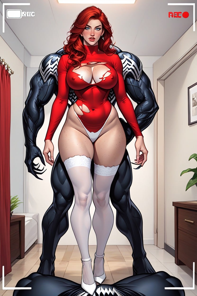 Pov, Massive Breast, Venom Tearing Red Dress AI Porn