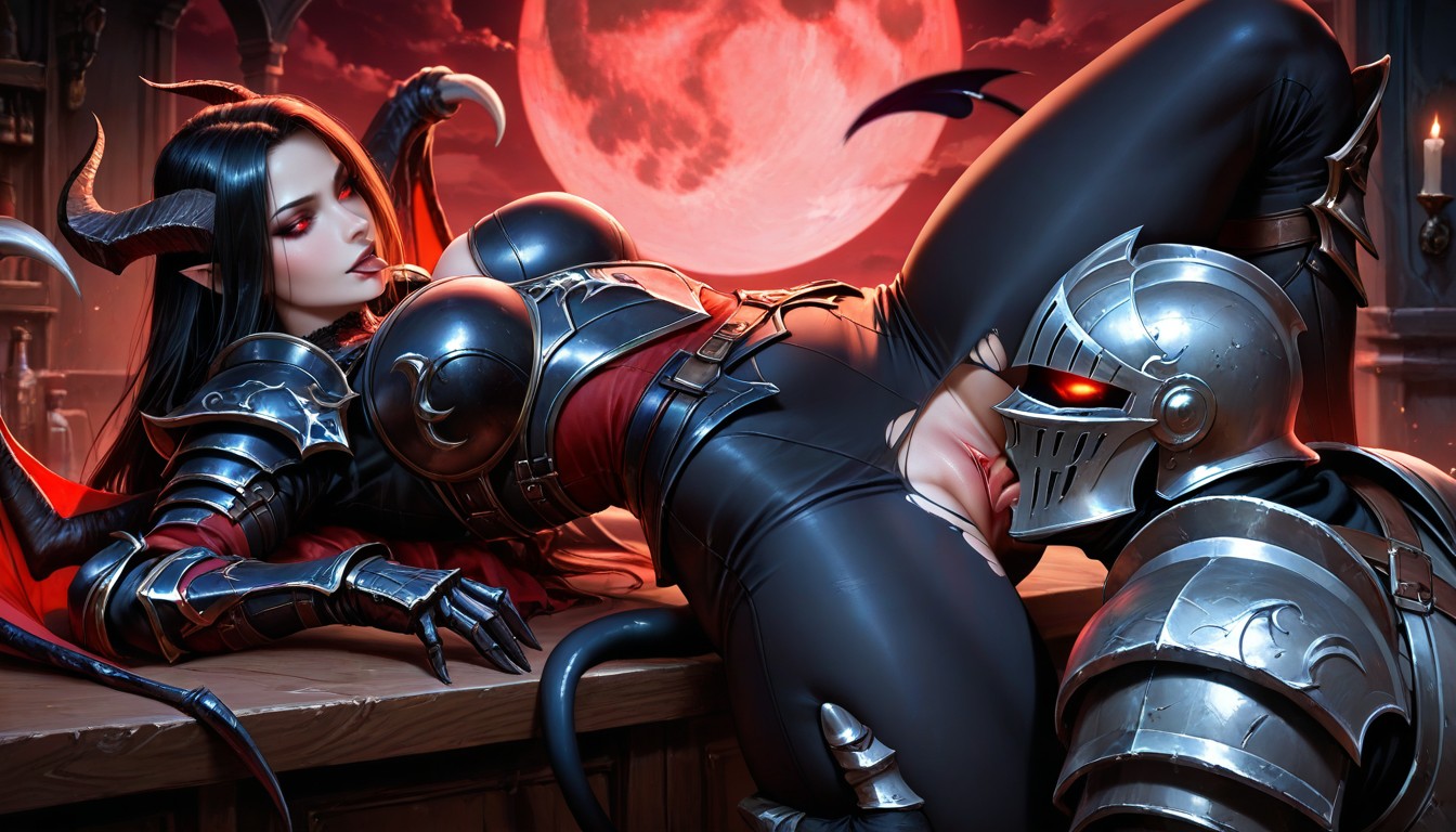 Extremely Lean Waist, 25+, Red Moonlight AI Porn