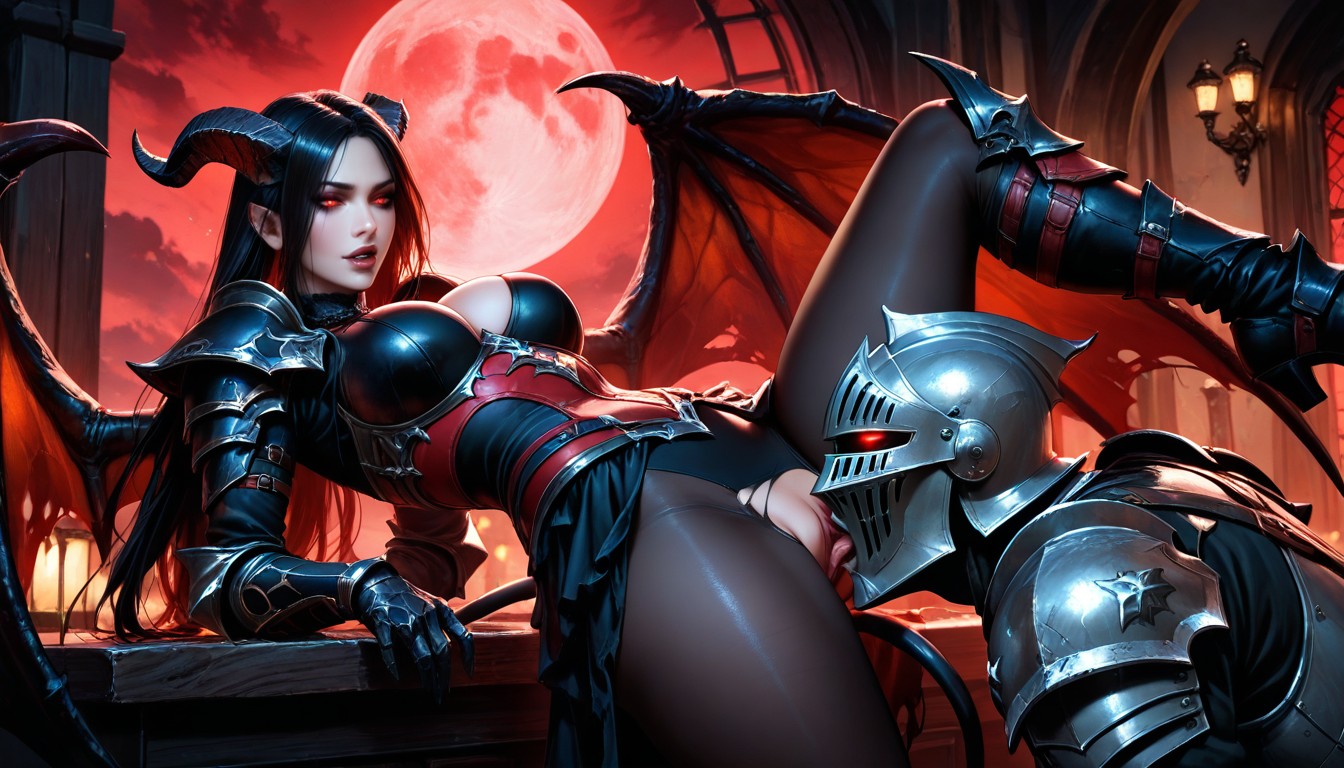 Red Sky, Torn Clothes, Big Moon AI Porn