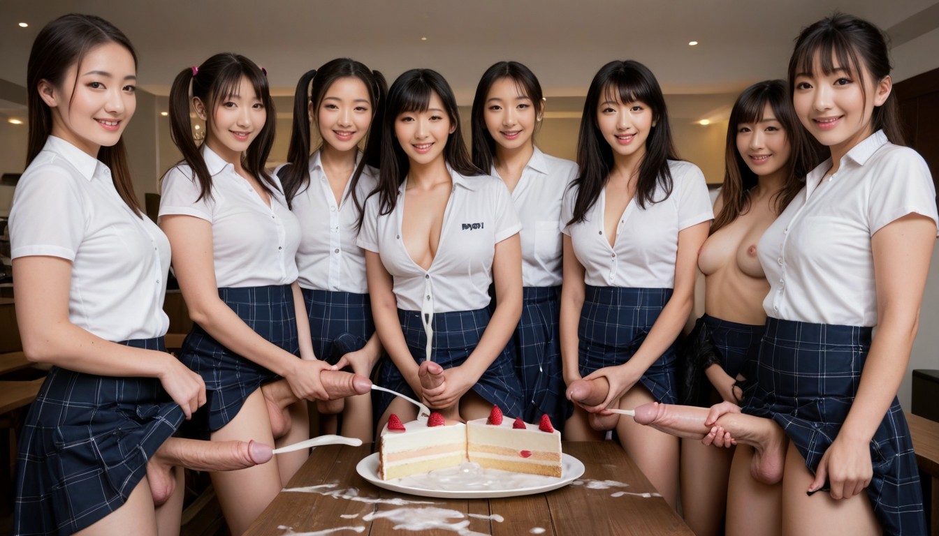 Cum On Plate, Cum Pooling On Plate, Japanese Shemale AI Porn