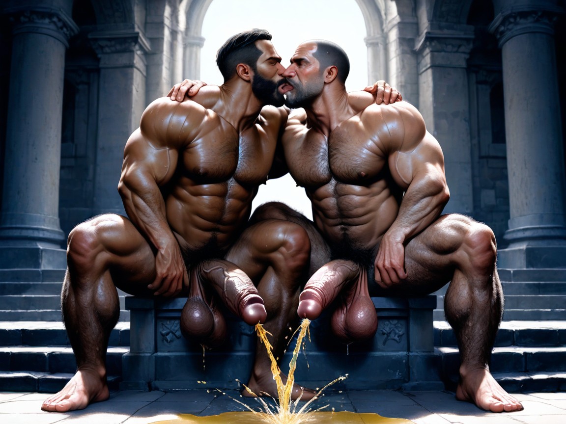 Two Penises Visible, Sweaty Very Hairy Bodies, Two Long Thick Black Beards AI同性恋黄片