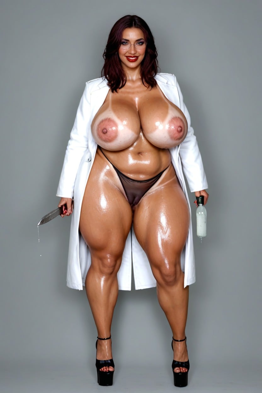 Evil Smile, Massive Areola, Holding A Long Knife AI Porn