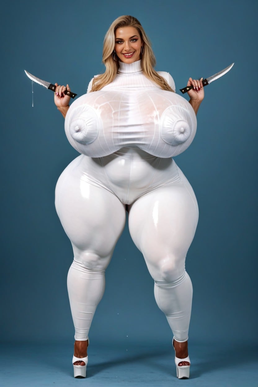 Extra Long Nipple Bulge, Hyper Thighs, Full Body AI Porn