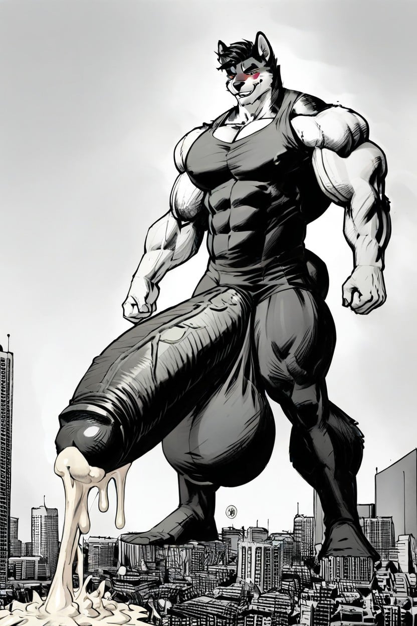 Extremely Muscular, Massive Cock, Size Up Furry AI Porn