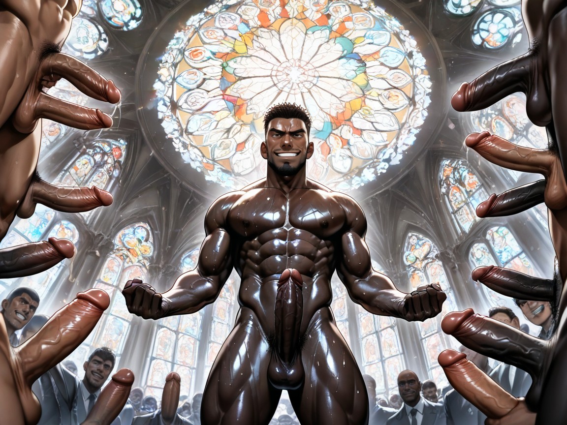 手握阴茎, Muscular Black Men With Various Faces, 特寫照片 AI同性戀黃片