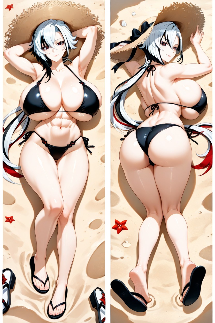 Sexual Tall Body, Beach Flip-flops, Sexual Body Pose Porno IA