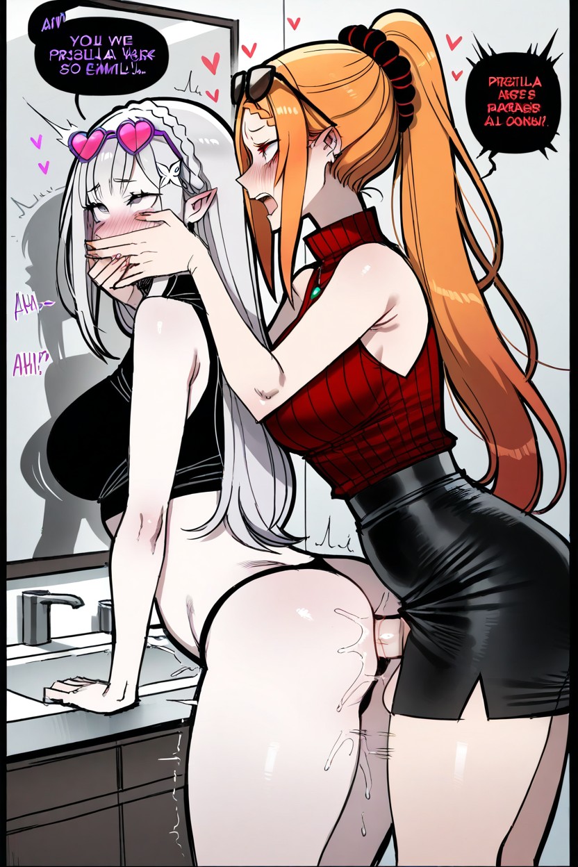 Priscilla Has A Blush On Her Face, Ratatatat Art Style, Black Pencil Skirt Hentai AI Porn