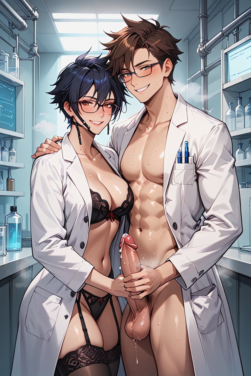 Nude, Smile, Woman Is Tomboy Hentai AI Porn