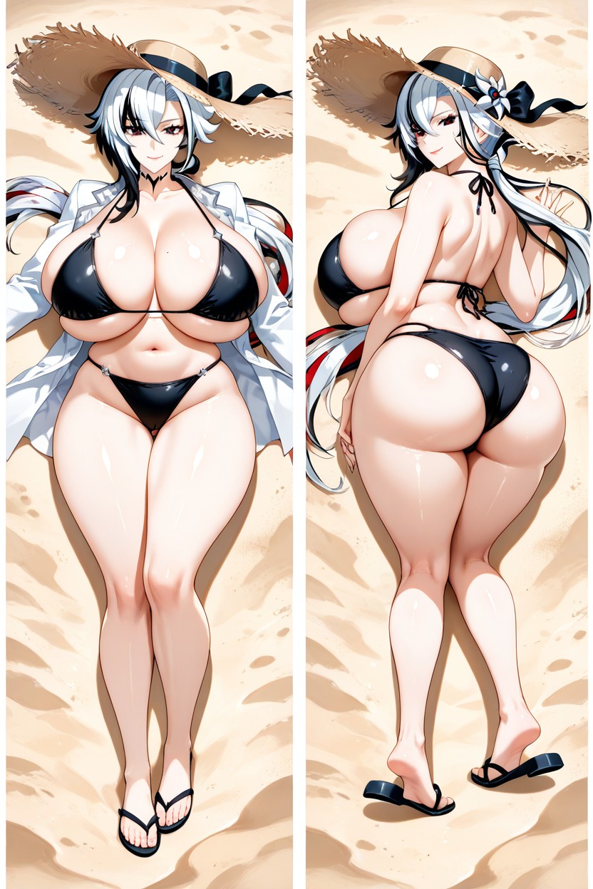 Long Tall Body, 25+, Only Black Bikini AI Porn