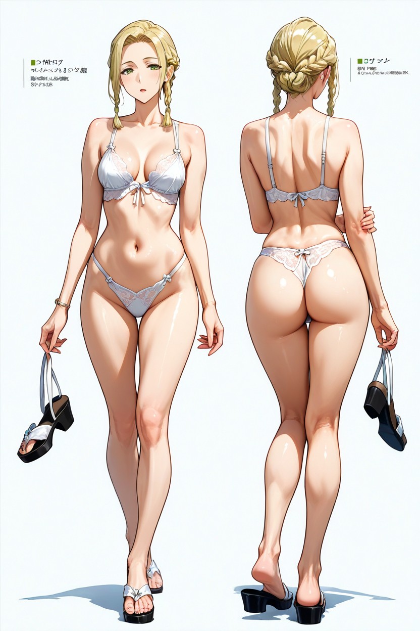 Waist, Five Masterfully Differents Actions Poses, Front View Hentai AI Porn