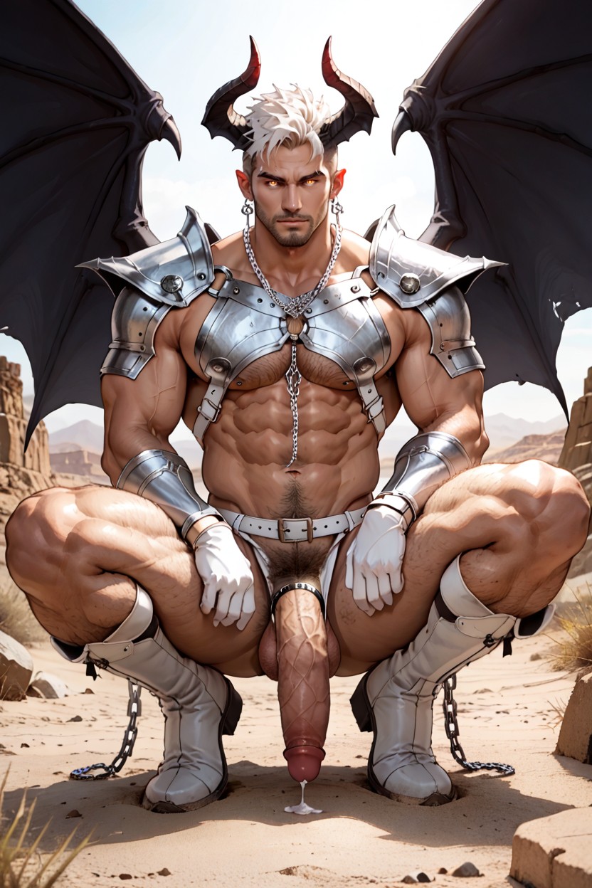 超巨大, White Ankle Cuffs, 坐下雙腿分開 AI同性戀黃片