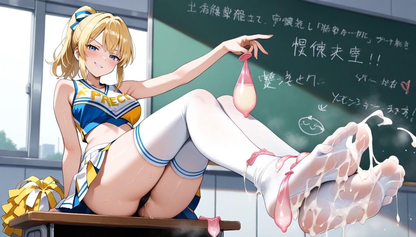 Legs Stretched Out, Focus On Feet, Excessive Cum On Feet Hentai AI Porn