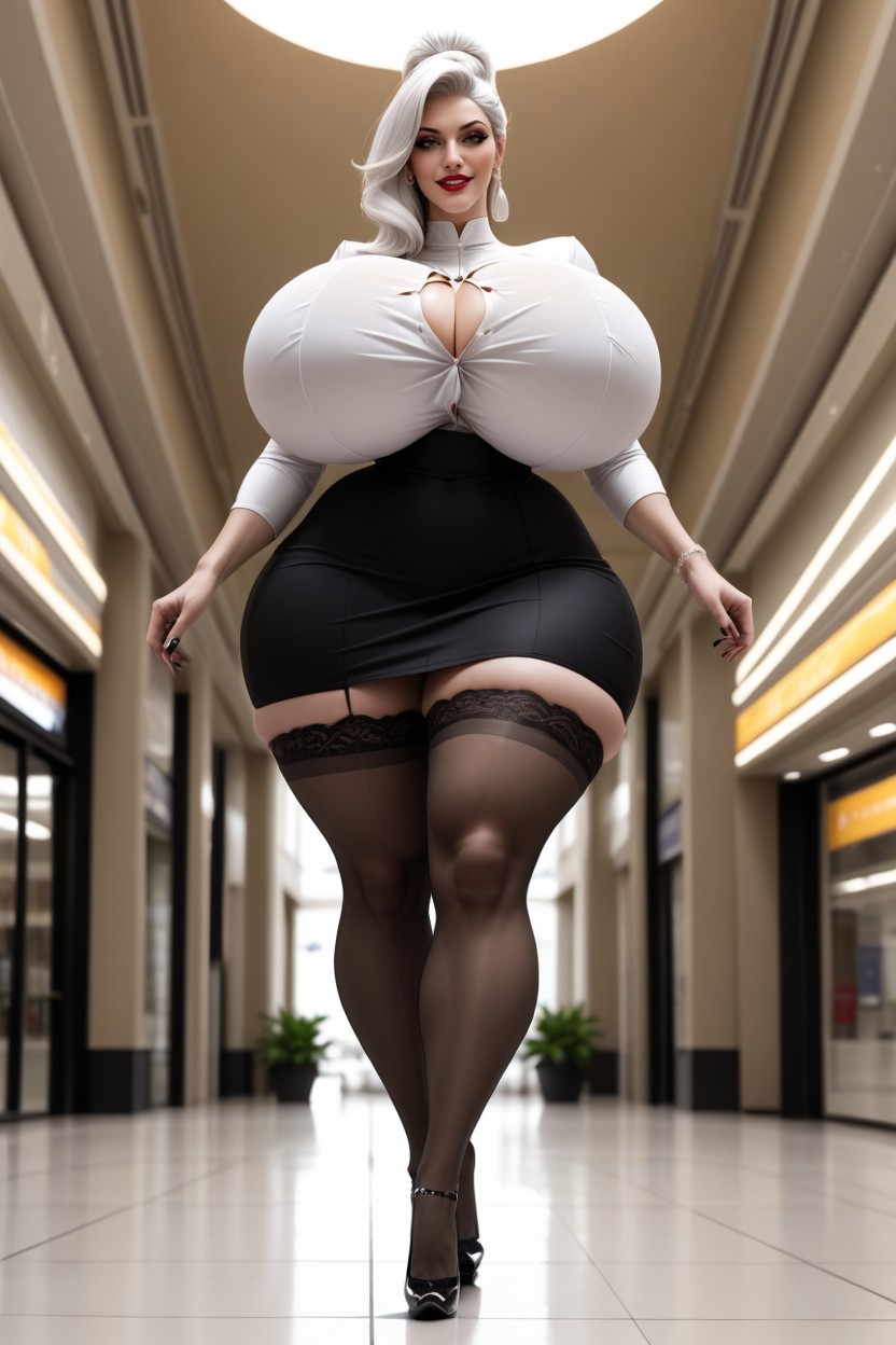 Black High Heels, Full Body, Unrealistically French Woman AI Porn