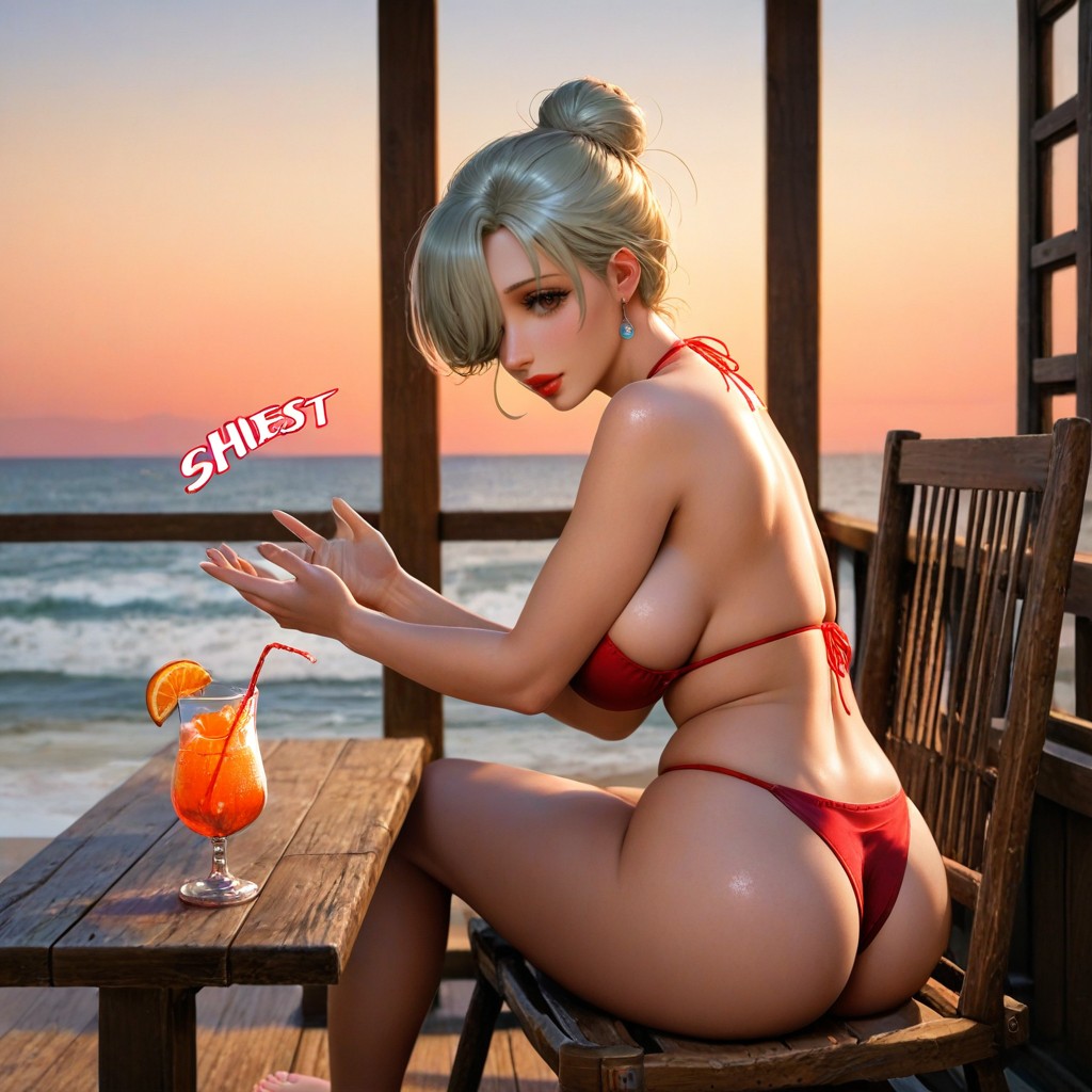 Hair Bun, Vista Lateral, Sunset Porno IA