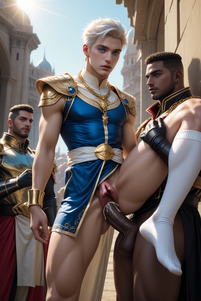 Men Watching, Outdoors, Parted Lips AI Gay Porn