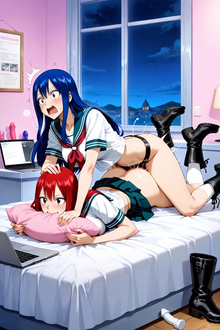 Night, Side View, Dildos Hentai AI Porn