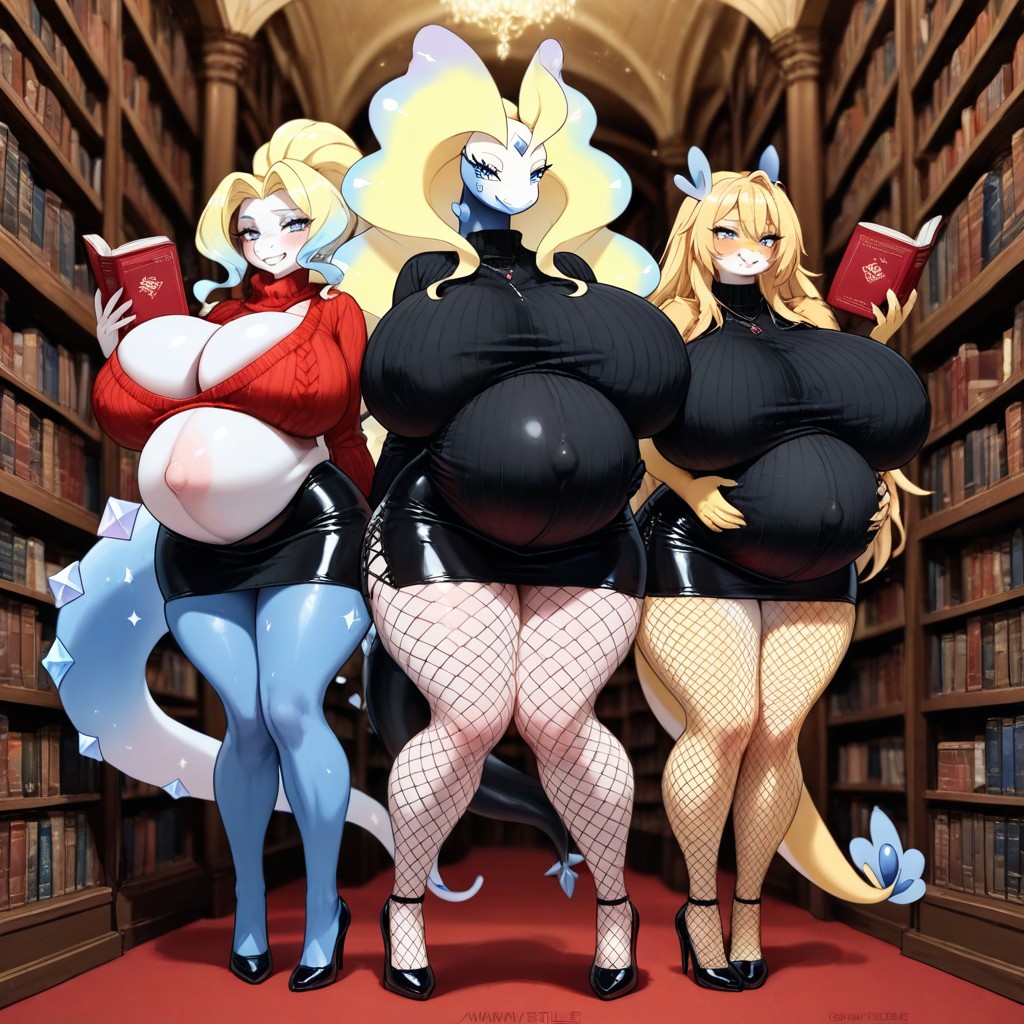 Bimbo Lips, Love Hearts, Holding Book AI Porn
