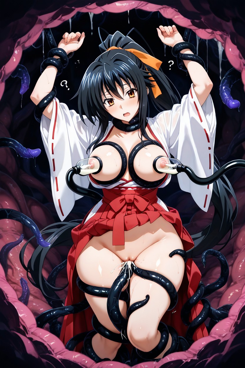 Tentacle Milking Breast, Wearing A Traditional Shrine Maiden Outfit, Tentacles Around Belly Hentai AI Porn