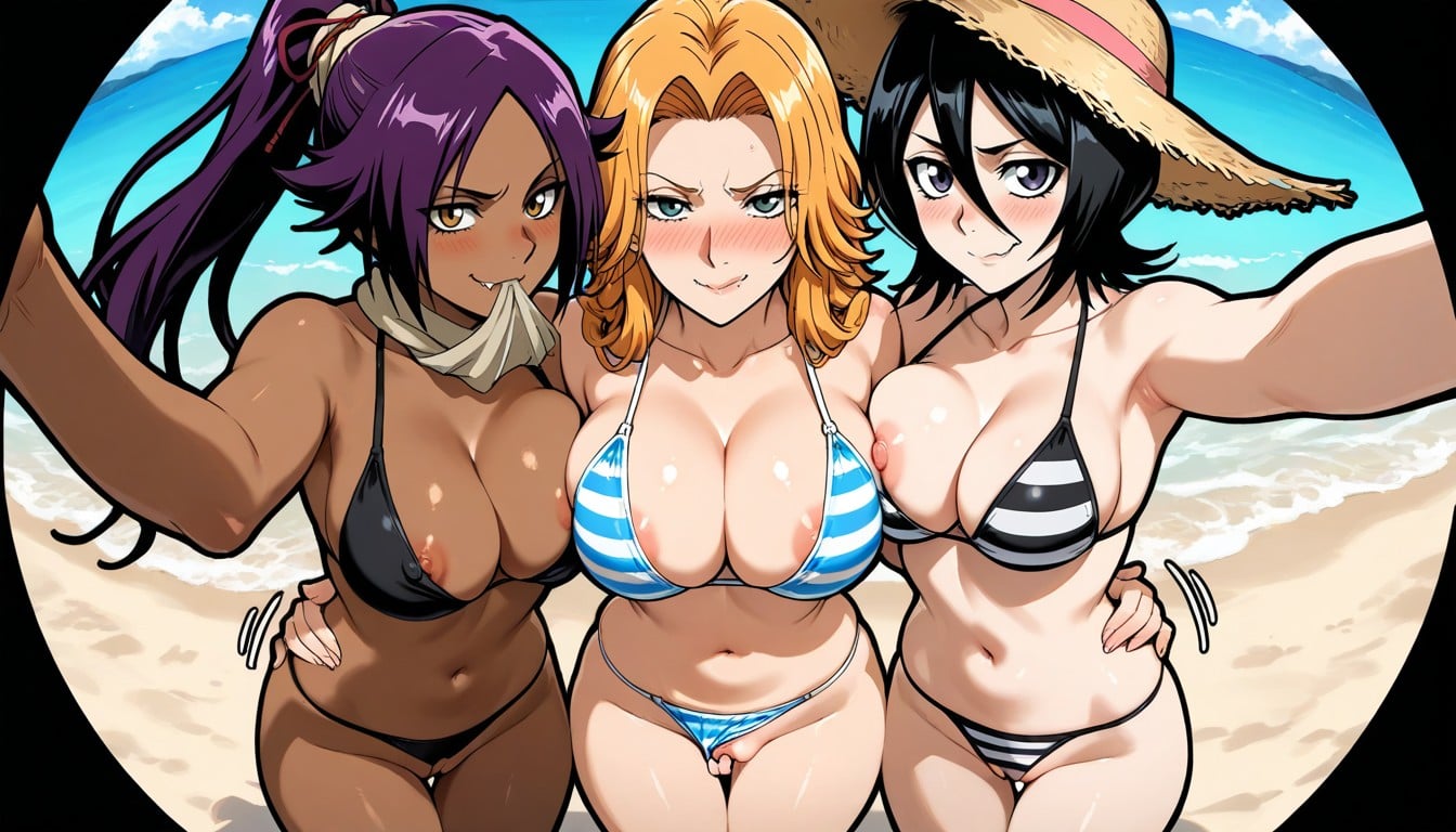 Lesbian Kissing, High Angle, Swollen Pussy Hentai AI Porn