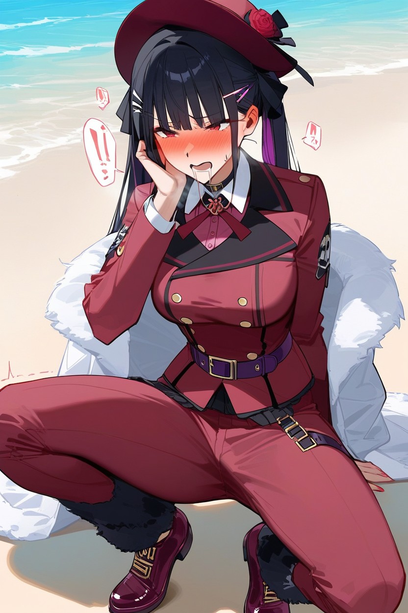 Thick Belt, Blunt Bangs, Collar Of The Shirt Standing Up AI Porn