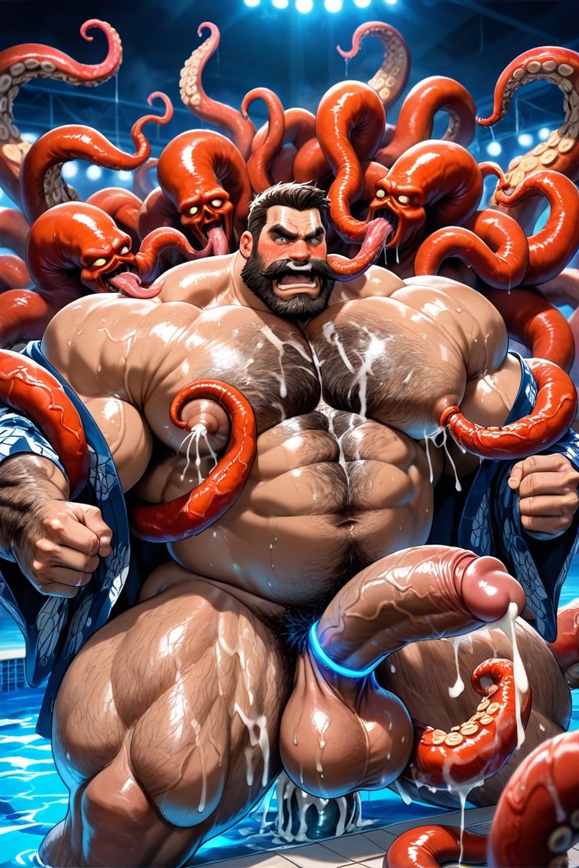 Blue Eyes, Thick Red Octopus Tentacles, Creampie Pornografia gay com IA