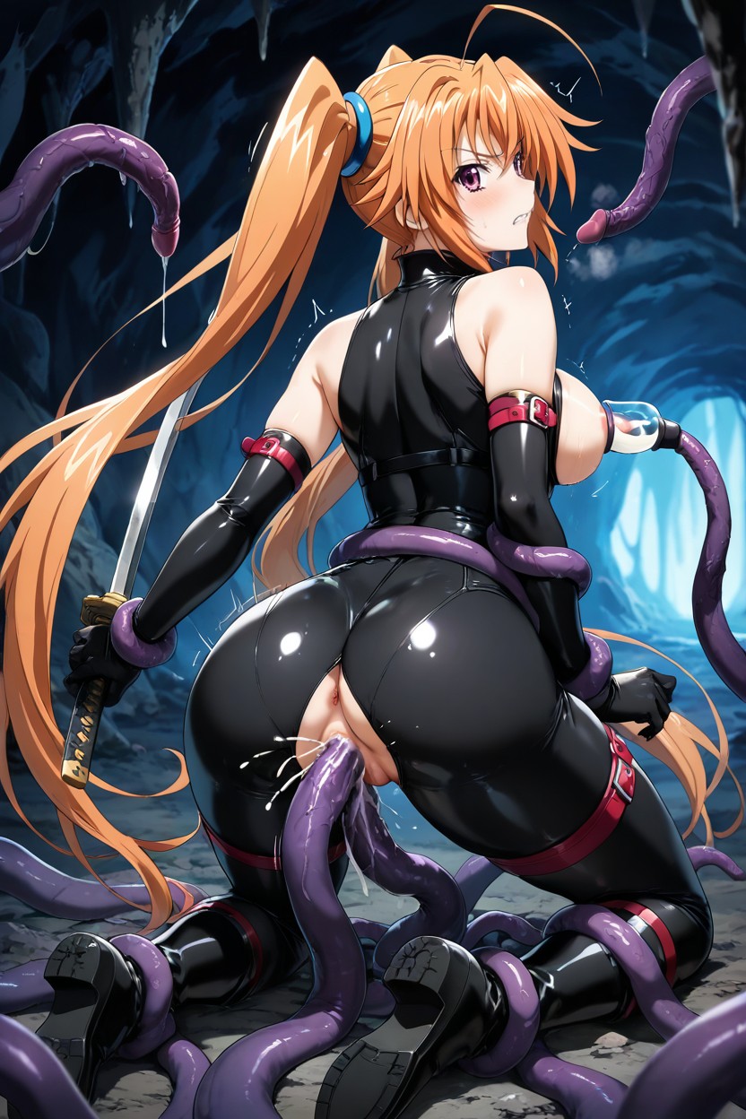 Black Tentacles Grabbing Neck, Milking Machine, Exposed Nipple Hentai AI Porn