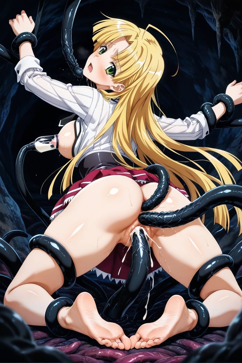 Black Tentacles Grabbing Arms, Head Tilt, Tentacle Restraints Hentai AI Porn