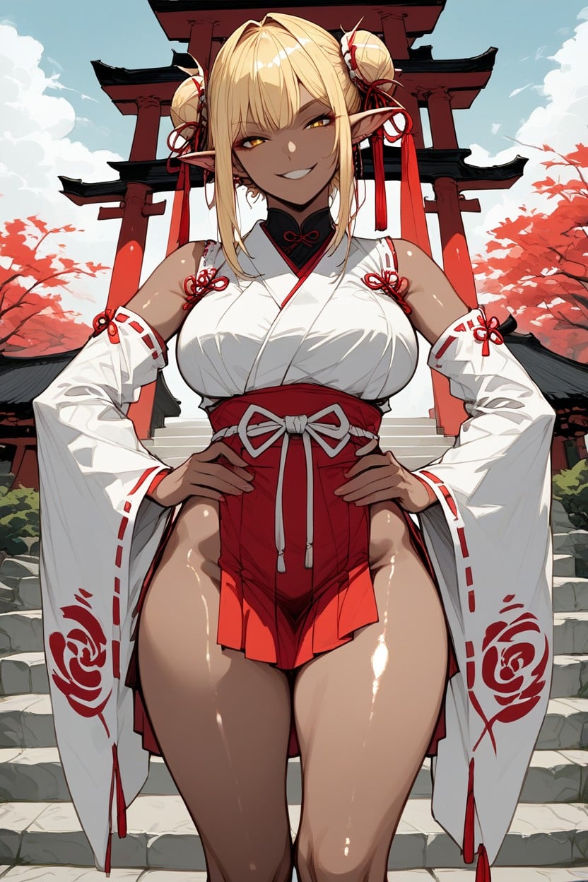 Shrine Maiden, Female Fingers, Excited Hentai AI Porn