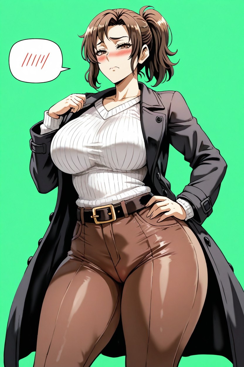 Brown Pants, Wide Hips, Curvy Milf Hentai AI Porn