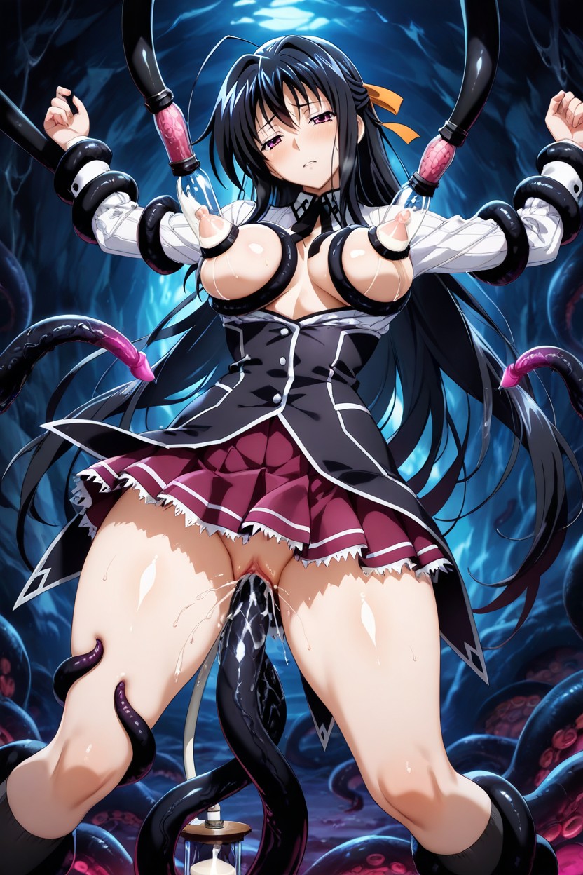In Cave, Tentacles Grab The Thigh, Half Close Eyes Hentai AI Porn