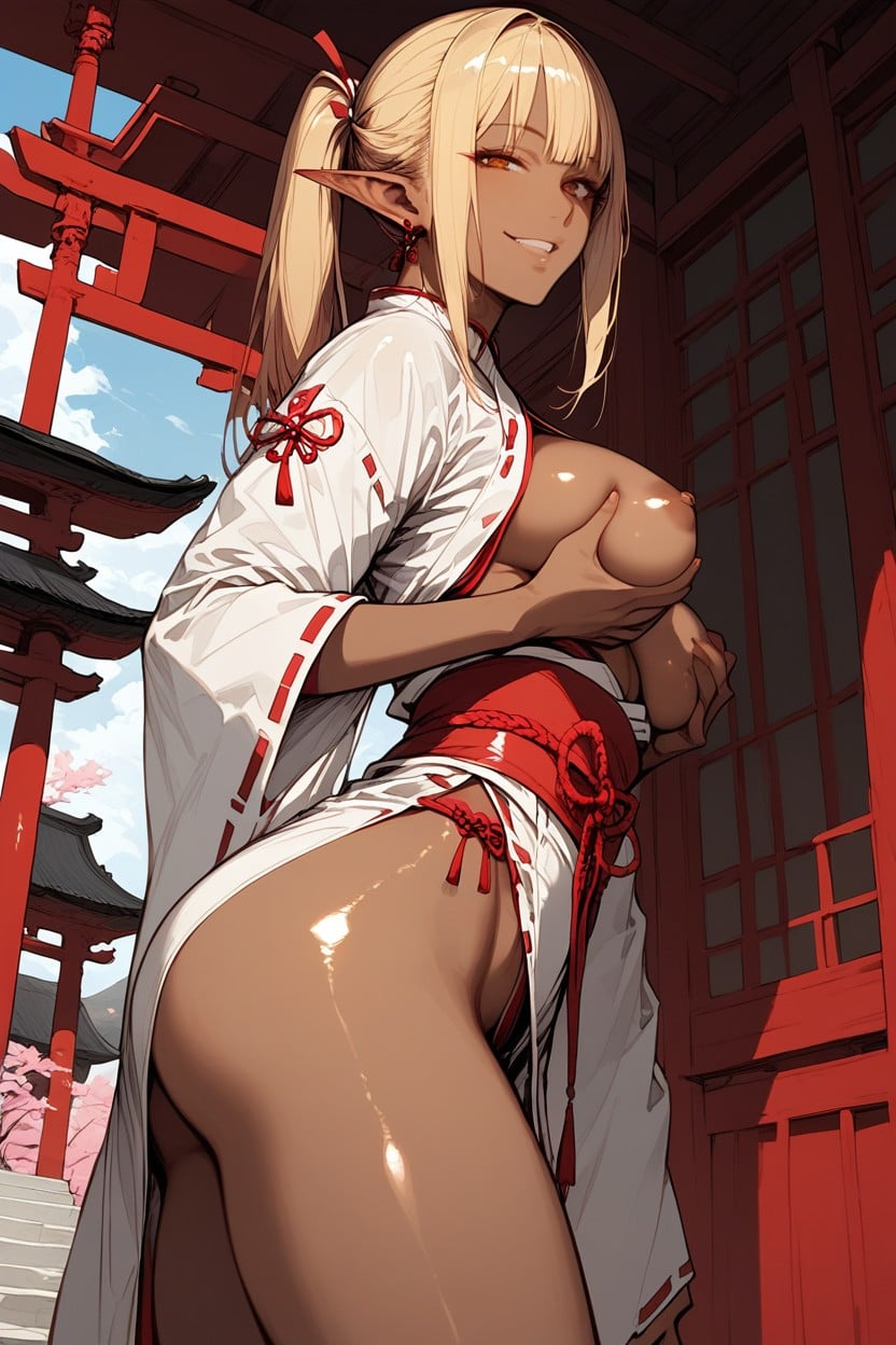 Temple Gate In The Background, No Man, Detailed Hands Hentai AI Porn