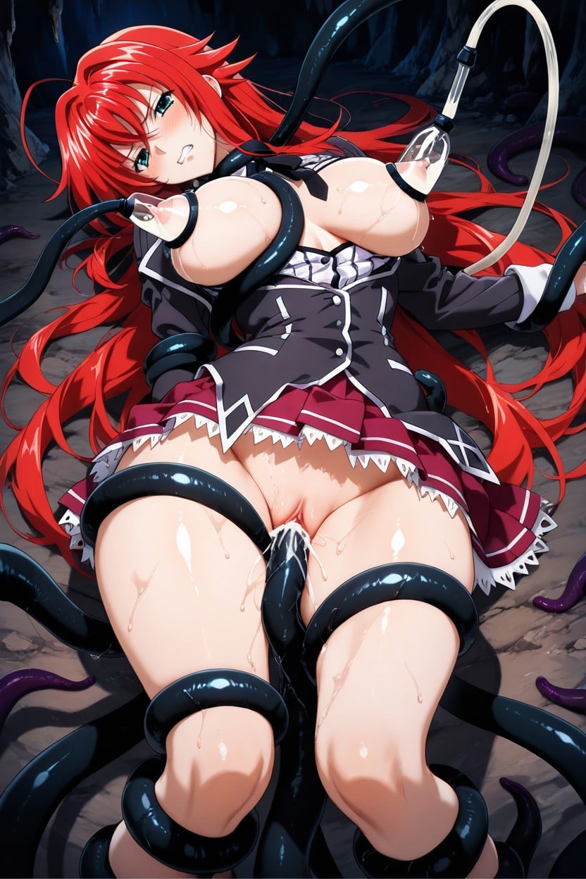 Hands And Feet Bound By Tentacles, Rias Gremory From Dxd, Black Tentacles Grabbing Arms Hentai AI Porn