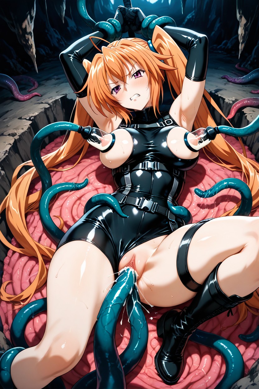 Sleeveless Top With Gloves, Tentacle Milking Breast, Thigh Straps Hentai AI Porn