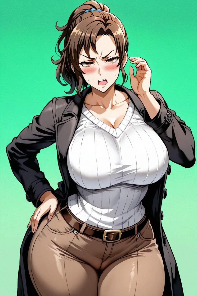 Facing Viewer, Eye Roll, Curvy Milf Hentai AI Porn