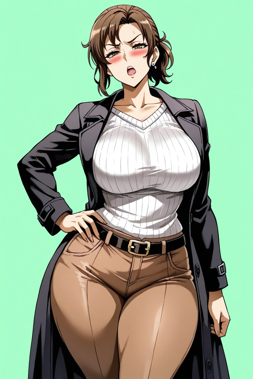 Uncensored, White Sweater, Eye Roll Hentai AI Porn