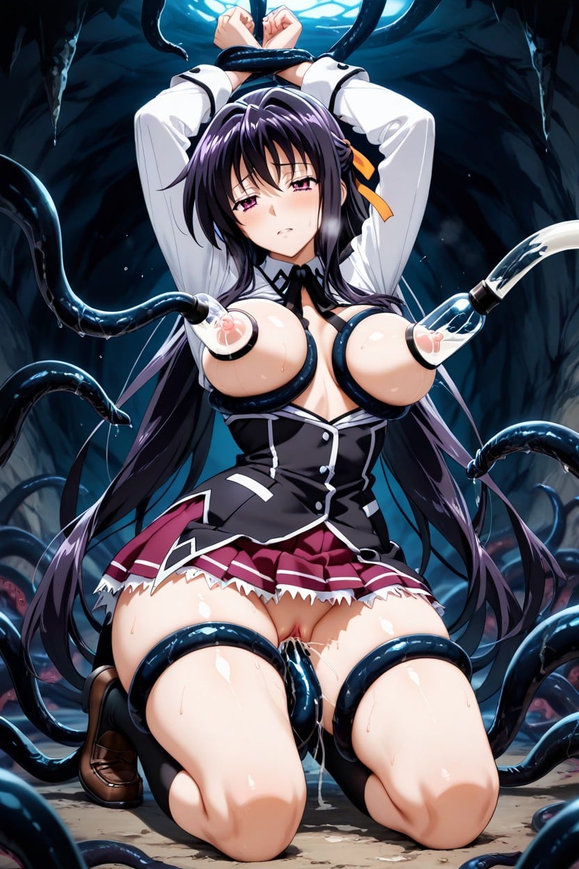 Black Socks, Tentacle Milking Breast, Half Close Eyes Hentai AI Porn