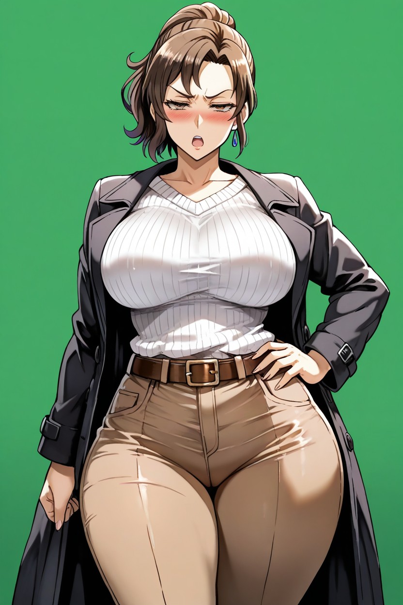 Front View, Thick Thighs, Curvy Milf Hentai AI Porn