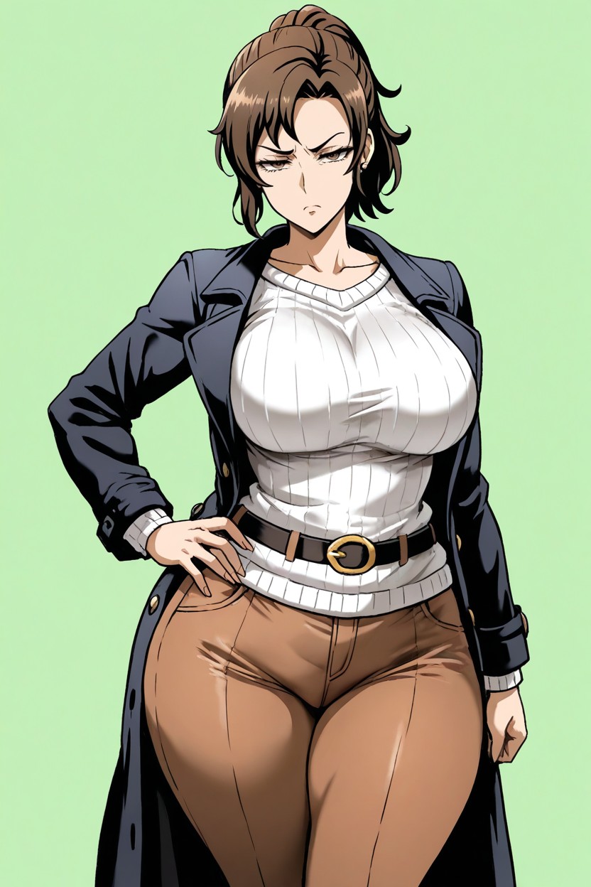 Uncensored, Frowning, Belt On Pants Hentai AI Porn
