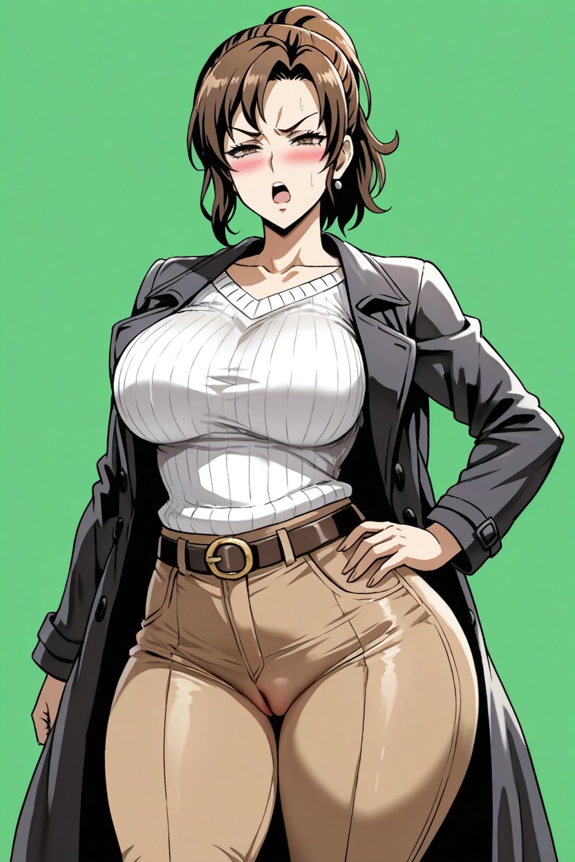 Open Mouth, Front View, Narrowed Eyes Hentai AI Porn
