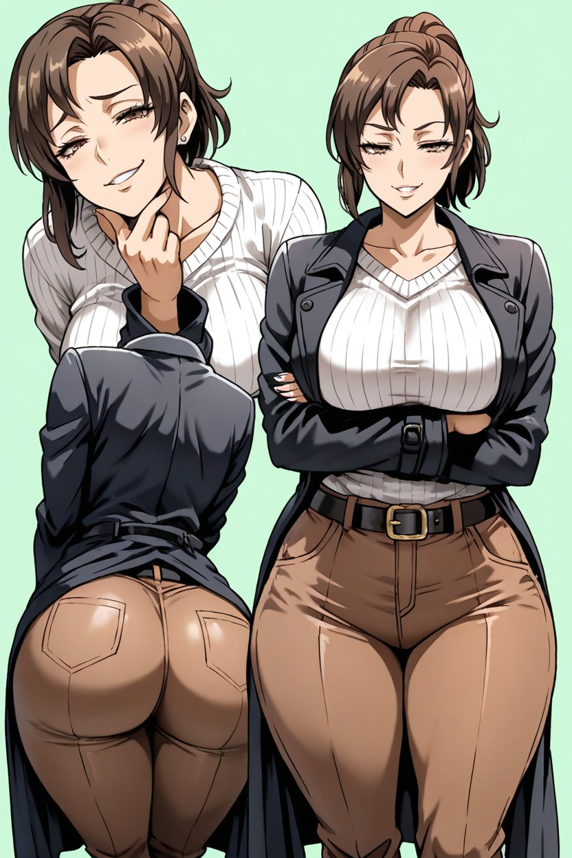 Thick Thighs, Front View, Brown Eyes Hentai AI Porn