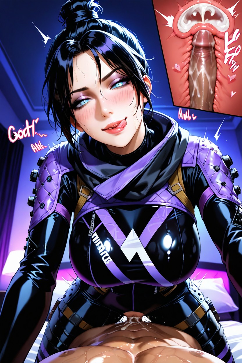 Licking Lips, Shiny Oiled Skin, Energy Drain Effect Hentai AI Porn